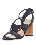 Margo Crisscross 80mm Sandal, Denim Blue