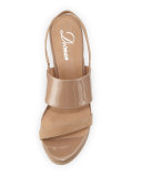 Malia Patent Mid-Heel Sandal, Sand Dune