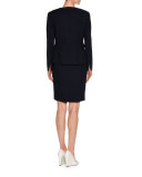 Ottoman-Knit Short-Sleeve Sheath Dress, Navy