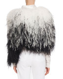 Ostrich-Feather Fur Cape, Black/White