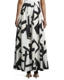 Graphic-Print Pleated Maxi Skirt, Petite