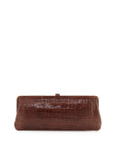 Small Frame Crocodile Clutch Bag, Cognac Shiny