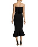 Strapless Flounce Top, Black