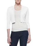 3/4-Sleeve Silk-Cashmere Shrug, White
