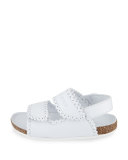 Eelford Scalloped Leather Sandal, White, Toddler
