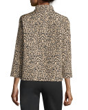 Vanna Leopard-Print Jacket, Black/Multi