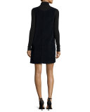 Fitted Silk Turtleneck Top, Noir