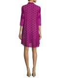 3/4-Sleeve Eyelet Georgette Tunic
