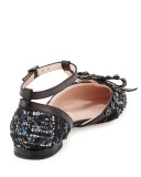 becca jeweled t-strap ballerina flat, blue/multi