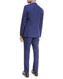 Textured Check Wool Two-Piece Suit, Bright Navy