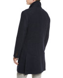 Glen Plaid Double-Breasted Topcoat, Navy