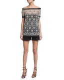 High-Waist Pleated-Front Shorts, Black