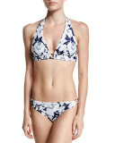 Floral-Print Center-Ring Halter Swim Top