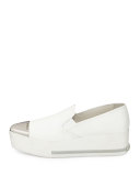 Metallic Cap-Toe Skate Sneaker, White (Bianco)