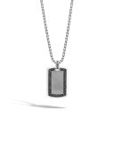 Men's Large Lava Black Sapphire Dog Tag Necklace