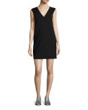 Alma V-Neck Shift Dress, Black