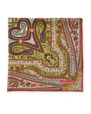 Paisley Print Silk Pocket Square, Rust