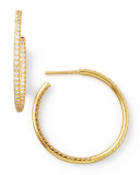 30mm Yellow Gold Diamond Hoop Earrings, 0.98ct