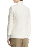 Long-Sleeve Double-Breasted Blazer, Butter
