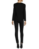 Audrey Twill Skinny Pants, Black
