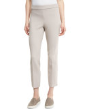 Double-Knit Cropped Side-Zip Pants, Light Beige