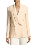 Nelson Shawl-Collar Double-Breasted Jacket, Beige