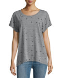 The Crew Neck Star-Print Tee, Heather Gray