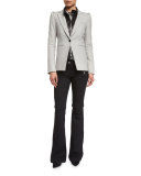 Bodega Single-Button Herringbone Blazer, Light Gray