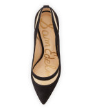 Nixon Pointed-Toe Mesh-Inset Pump, Black