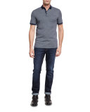 Fine-Stripe Pocket Polo Shirt, Navy