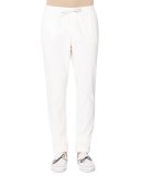 Drawstring Straight-Leg Pants, Ivory