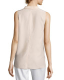Nora Sleeveless Pleated Matte-Silk Blouse, Light Pink