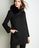 Fox-Trim Felt Coat