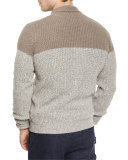 Cashmere Melange Colorblock Cardigan, Bark