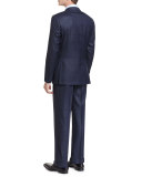 Birdseye Windowpane Super 130s Wool Two-Piece Suit, Navy