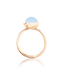 Small Bouton Blue Chalcedony Cabochon Ring, Size 7/54