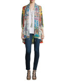 Mix-Print Kimono Jacket