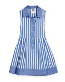 Sleeveless Striped Chambray Shirtdress, Size 2-7