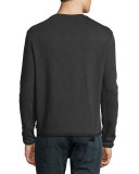 Diamond-Weave Long-Sleeve Crewneck Sweater, Gray