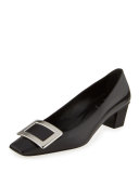 Decollete Belle Vivier Leather Ballerina Pump, Black