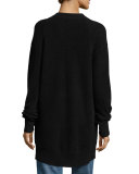 Boiled Cashmere Open-Front Long-Line Cardigan