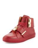 Men's 100mm Trap High-Top Sneaker, Red