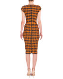 Cap-Sleeve Geometric-Print Dress