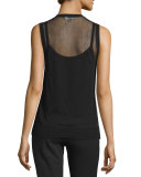 Jewel-Neck Layered Shell, Black