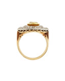 Estate Edwardian Octagonal Yellow Diamond Cluster Ring, Size 5.5