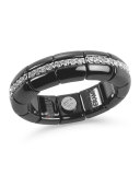 Black Ceramic & 18K White Gold Eternity Ring with Diamonds, 0.42tdcw