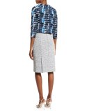 Sleeveless Tie-Neck Combo Sheath Dress, Marine Blue