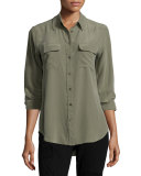 Silk Slim Signature Top, Dusty Olive