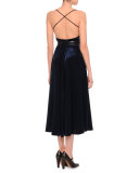 Sleeveless Crisscross-Back Midi Dress, Navy