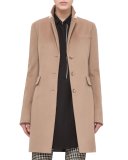 Long Gabardine Blazer Coat, Camel
